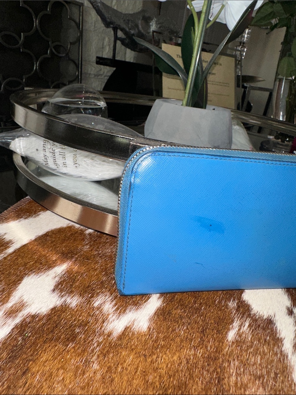 Prada Saffiano Zip Wallet in Blue with Silver Logo - Picture 6 of 11